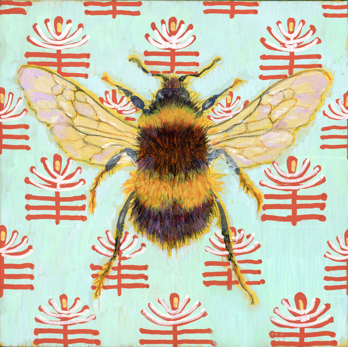 Honey Bee for Brynlee by Sarah Jaynes  Image: Honey Bee for Brynlee
Acrylic on gallery depth wood
6x6 inches
Sarah Jaynes
2025