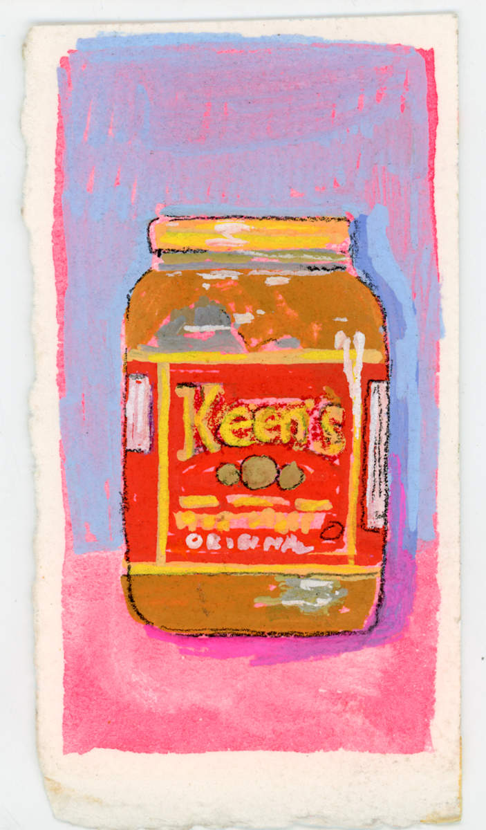 Keen's Mustard by Sarah Jaynes  Image: 
Keen's Mustard
Gouache and Molotow marker on watercolour paper
2 3/4x5
Sarah Jaynes
2025