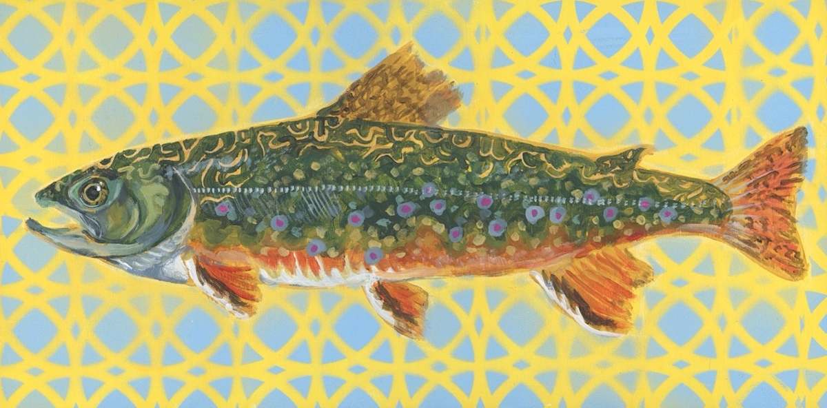 BROOK TROUT by Sarah Jaynes  Image: Brook Trout
Sarah Jaynes
6x12 inches
Acrylic on wood
2023