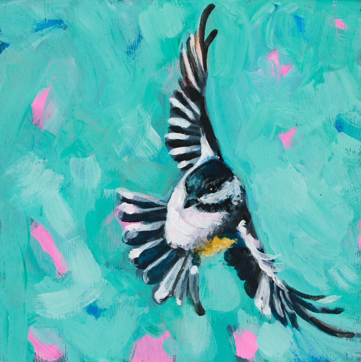 CHICKADEE IN FLIGHT by Sarah Jaynes, Image 2.