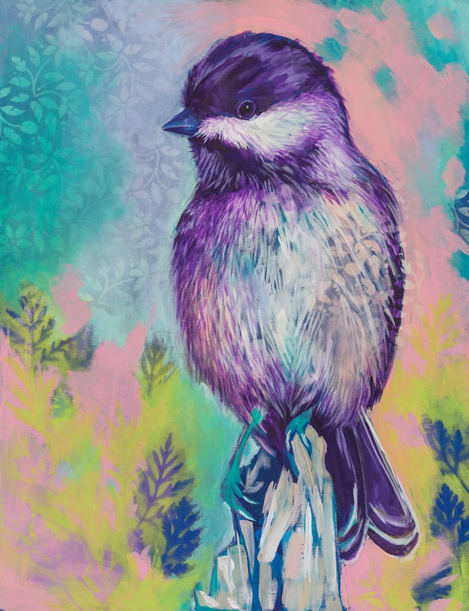 CHICKADEE STANDING by Sarah Jaynes  Image: CHICKADEE STANDING
Sarah Jaynes
2017
Acrylic and Spray Paint
18x24 in