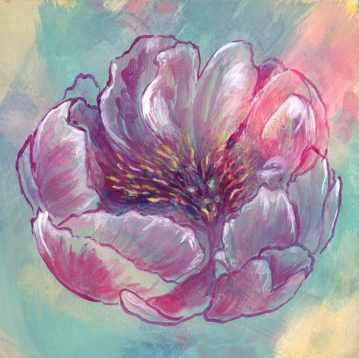 Single Peony by Sarah Jaynes  Image: Single Peony
Acrylic on canvas
8x8
Sarah Jaynes
2019