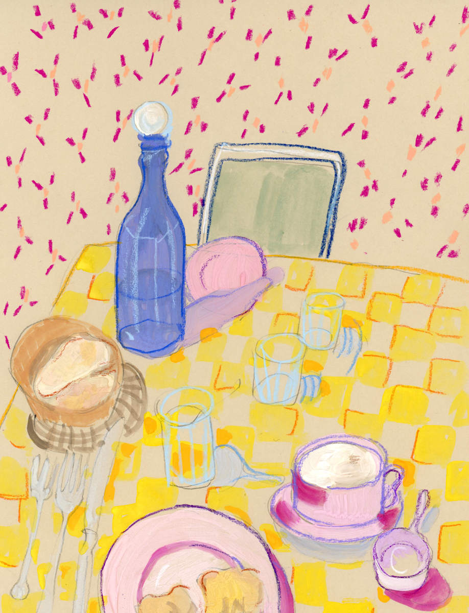 Tablescape Florence by Sarah Jaynes  Image: Tablescape Florence
Gouache and Oil pastel on paper
9x12
Sarah Jaynes
2022