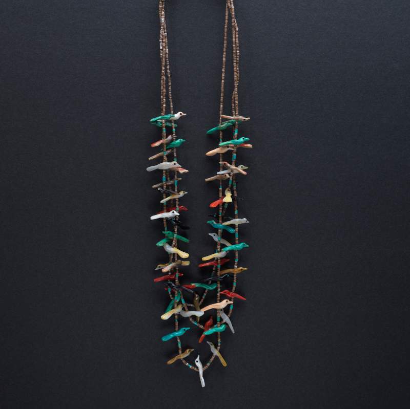 1970s Multi Stone Bird Fetish Necklace by George Haloo Chee Chee, Image 1.
