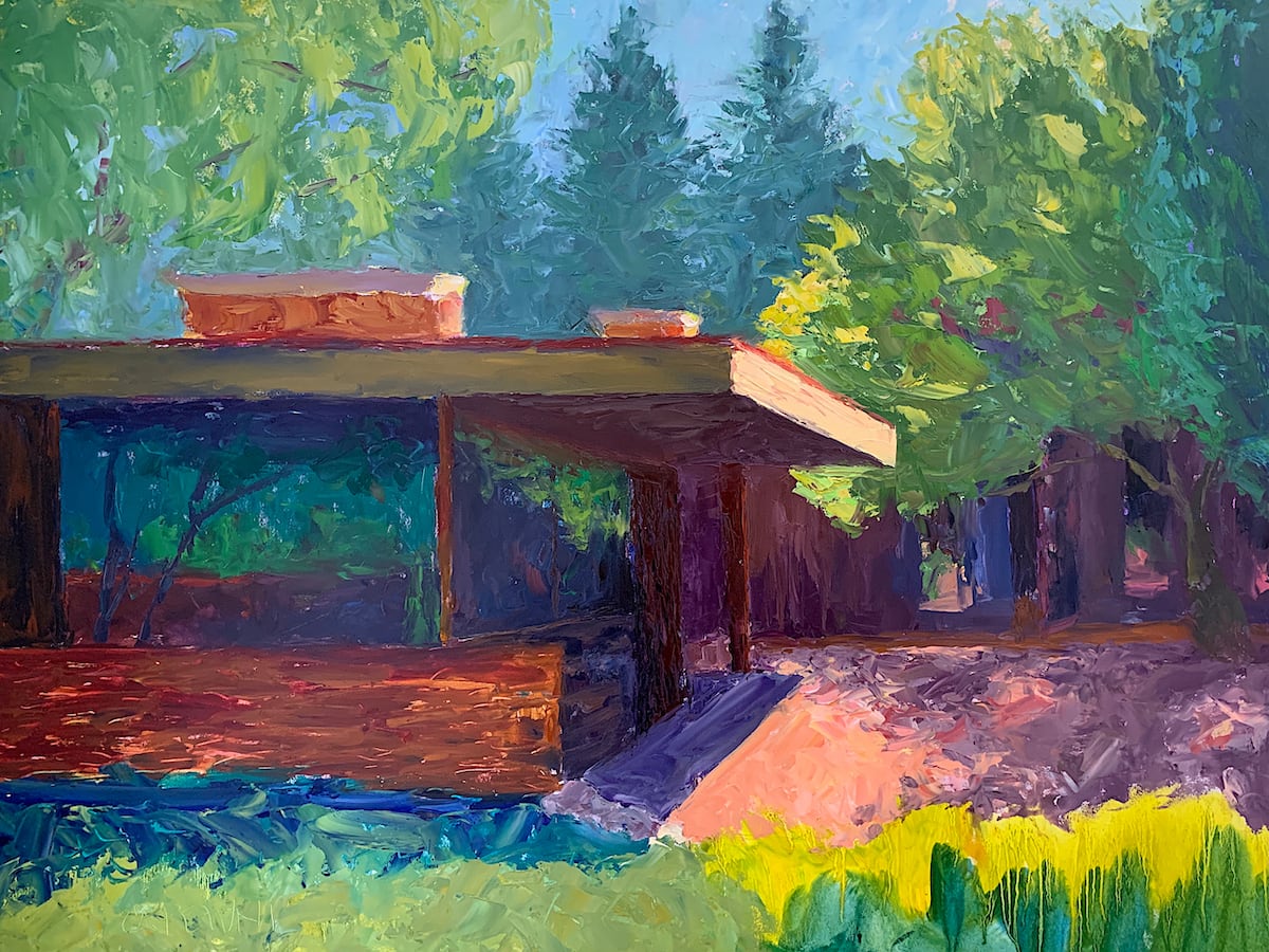 Sun at Schweikher House by Maggie Capettini  Image: Painted en plein air at Schweikher House, Schaumburg, Illinois