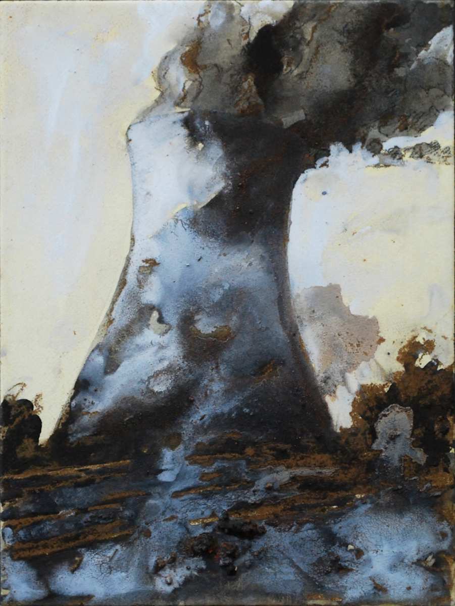 Wanderers in the desert of the real: Wallerawang 2008 (Triptych) by Mandy Martin  Image: Mandy Martin, ‘Wanderers in the desert of the real: Wallerawang 2008 (Triptych)’, 2008, pigment, ochre and synthetic polymer on paper, 40 x 30.5cm. Collection of Bathurst Regional Art Gallery.