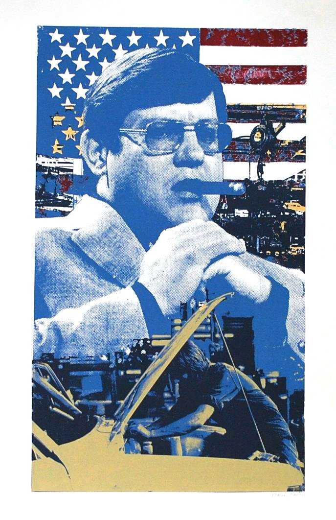 Untitled ?Blue man with cigar? by Mandy Martin 