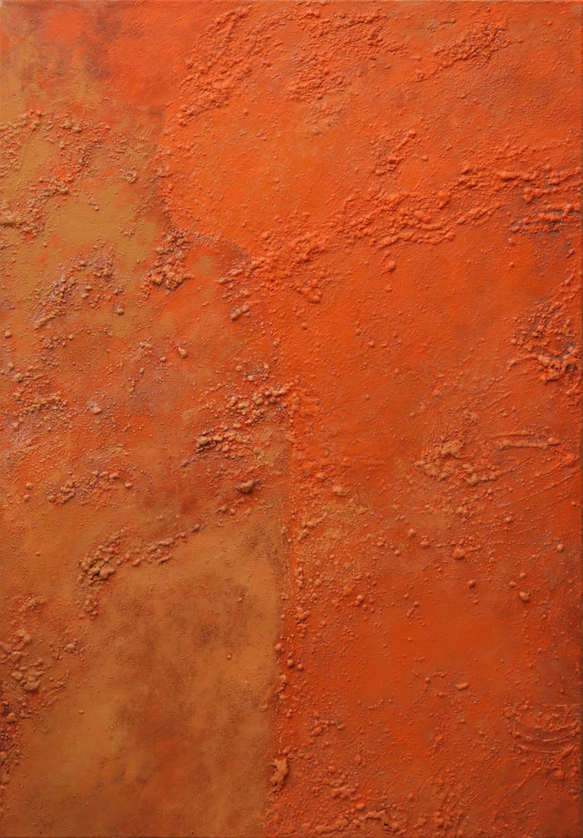 Power Station / Dust Storm (part 2) by Mandy Martin  Image: Mandy Martin, ‘Power Station / Dust Storm (part 2)’, 2011, ochre, pigment and oil on linen, 150.5 x 106 x 3 cm.  Donated through the Australian Government's Cultural Gifts Program by the artist.  Collection of Bathurst Regional Art Gallery.