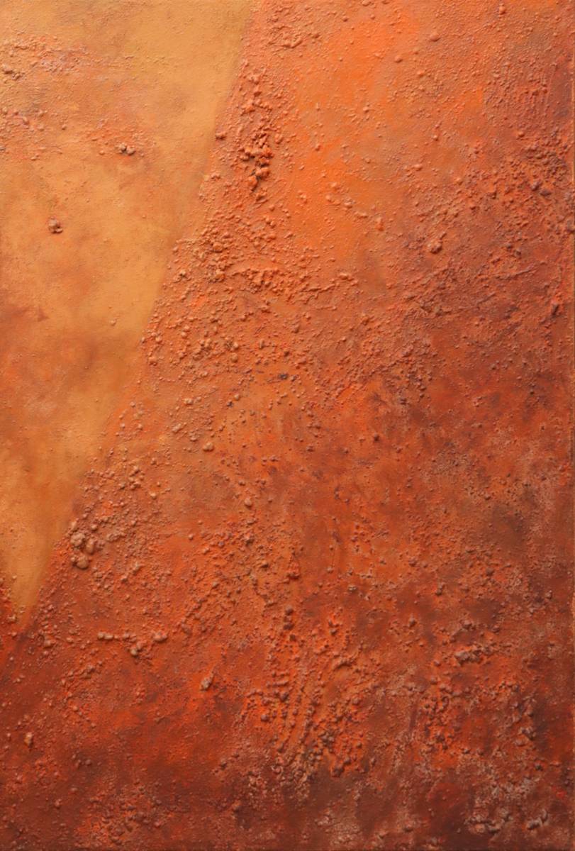 Power Station / Dust Storm (part 5) by Mandy Martin  Image: Mandy Martin, ‘Power Station / Dust Storm (part 5)’, 2011, ochre, pigment and oil on linen, 150.5 x 106 x 3 cm.  Donated through the Australian Government's Cultural Gifts Program by the artist.  Collection of Bathurst Regional Art Gallery.