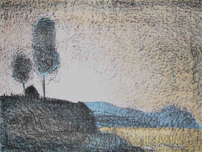 Sunset by Lloyd Rees  Image: Lloyd Rees, ‘Sunset’, 1984, lithograph on paper, 39 x 51.5 x 4 cm. Purchased by Bathurst City Council and the assistance of John and Gwen Bedwell. Collection of Bathurst Regional Art Gallery.