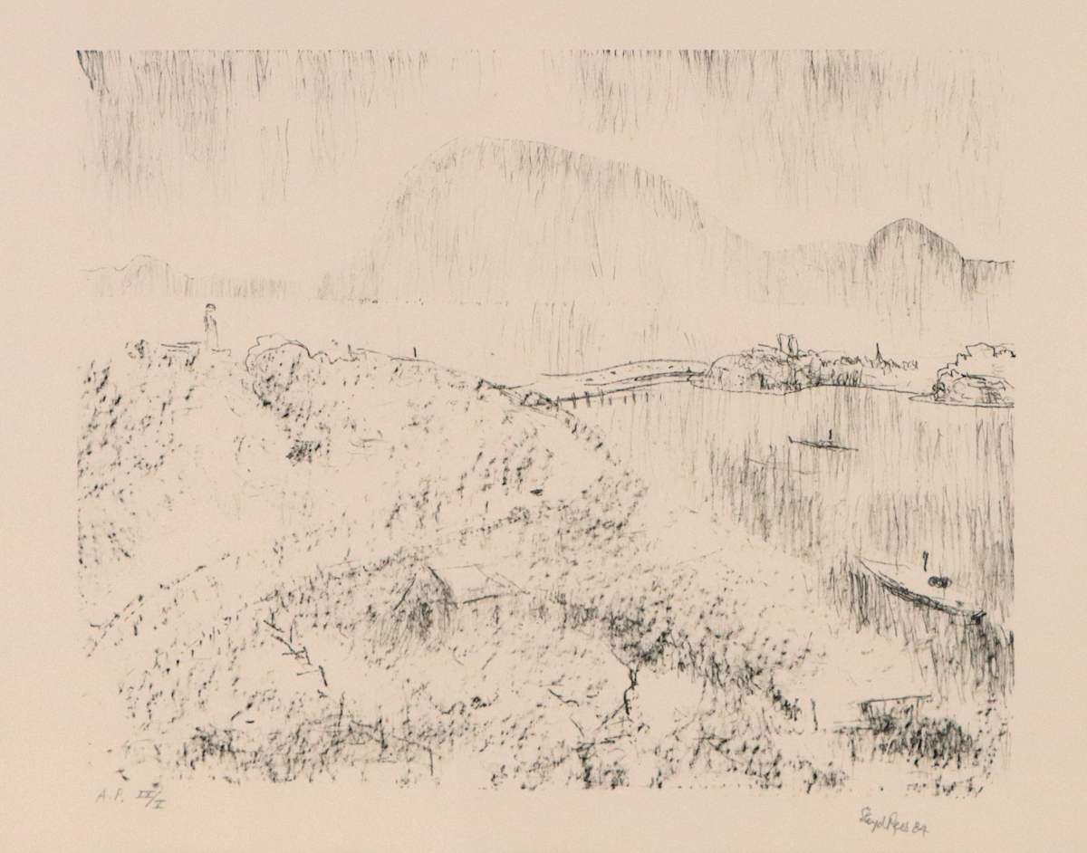 The Derwent, Towards Tasman Bridge, Hobart by Lloyd Rees 