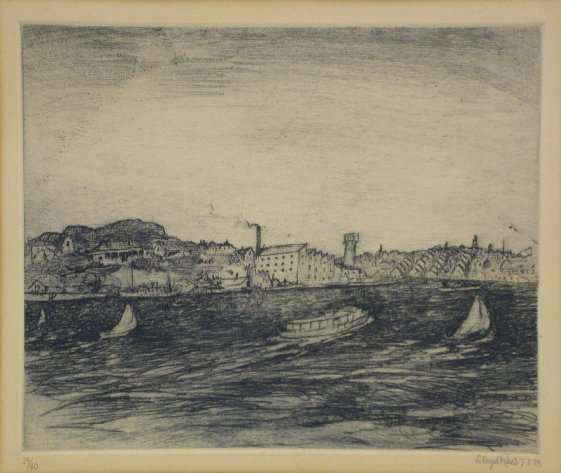 Wind on the harbour by Lloyd Rees 