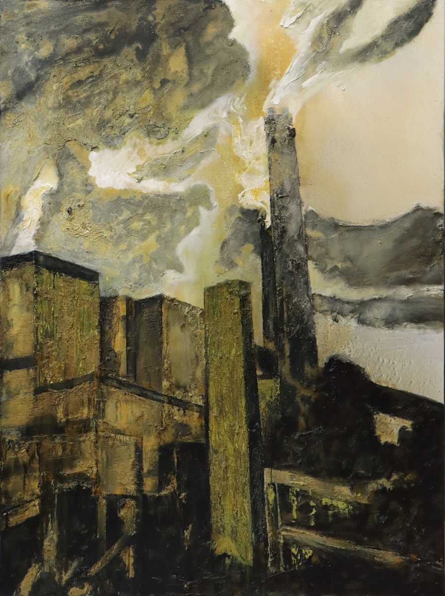 Wanderers in the Desert of the Real; Wallerawang Powerhouse (Diptych) by Mandy Martin 