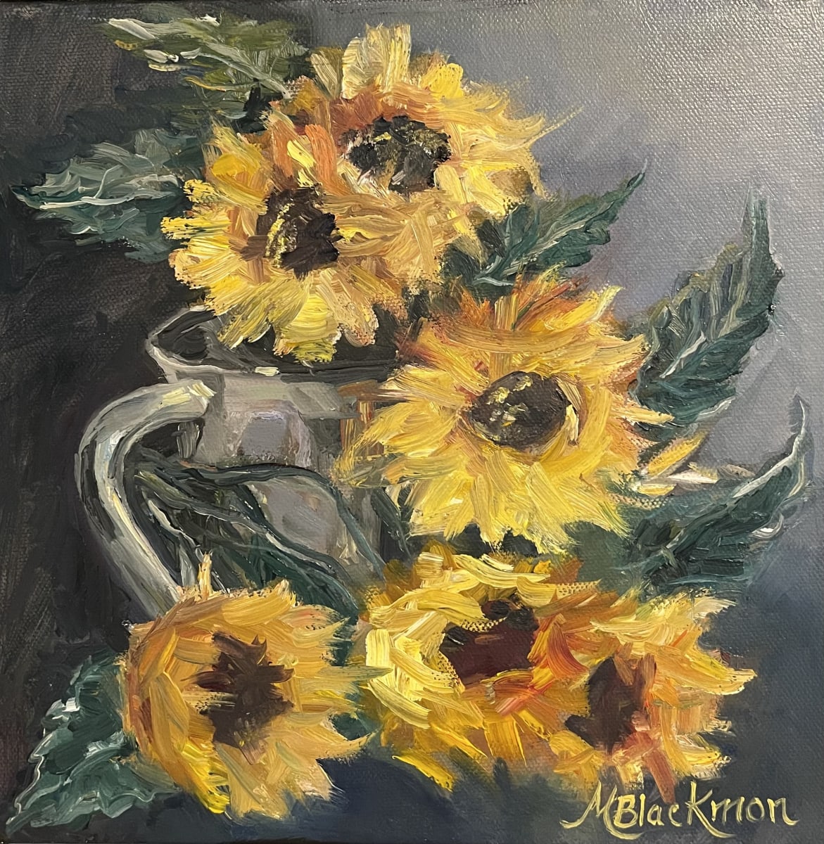 Sunflowers In Water Pitcher by Michelle Blackmon 