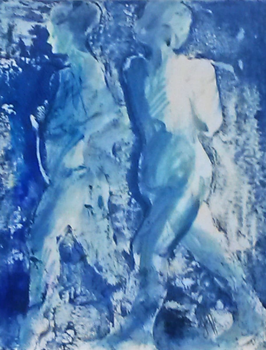 Twins by Judith Jaffe  Image: Surreal fantasy female figures created by Gelli printing. 