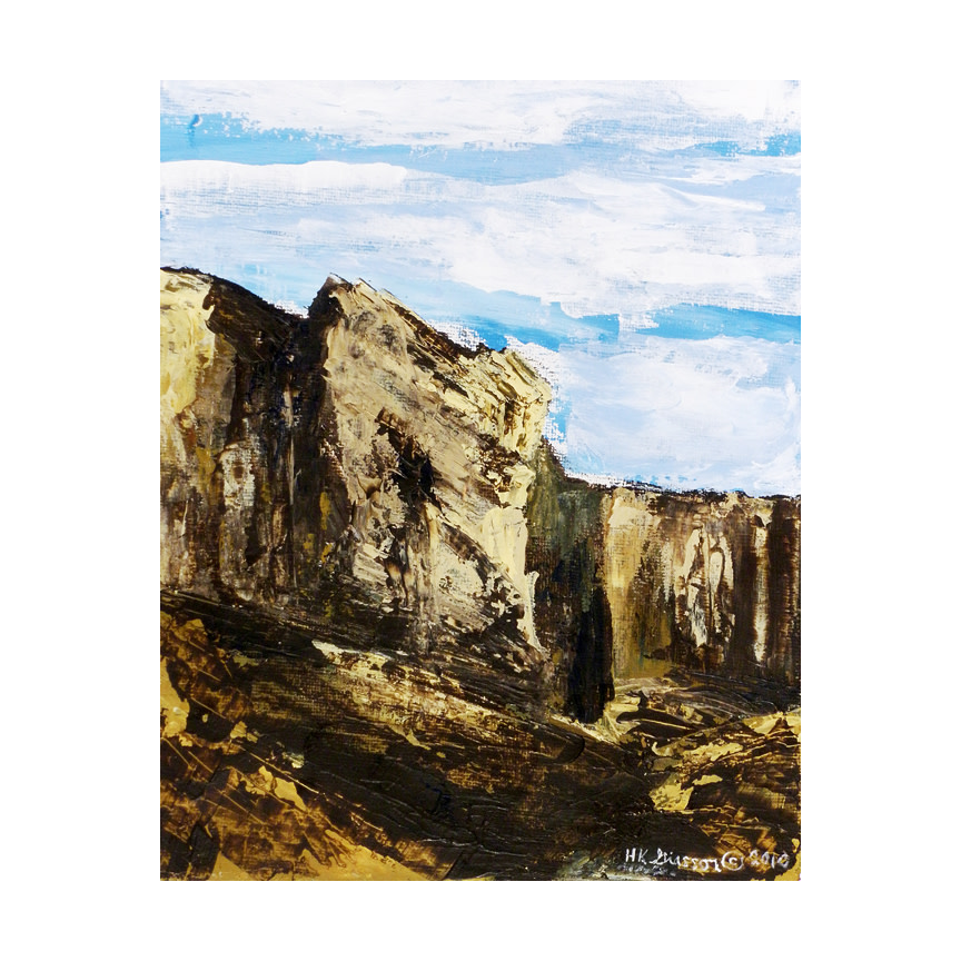 Canyon View Landscape Painting by Helena Kuttner-Giasson  Image: Canyon View is a Miniature acrylic on canvas painting of the Wyoming canyons in summer.