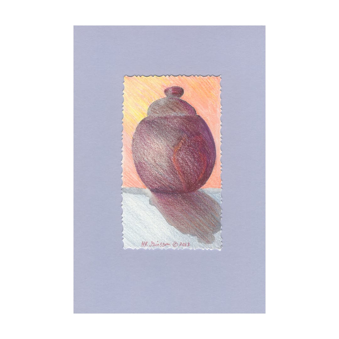 Bowls I by Helena Kuttner-Giasson  Image: Bowls I Still Life Drawing color pencil drawing with acrylic ink washes of a wooden bowl