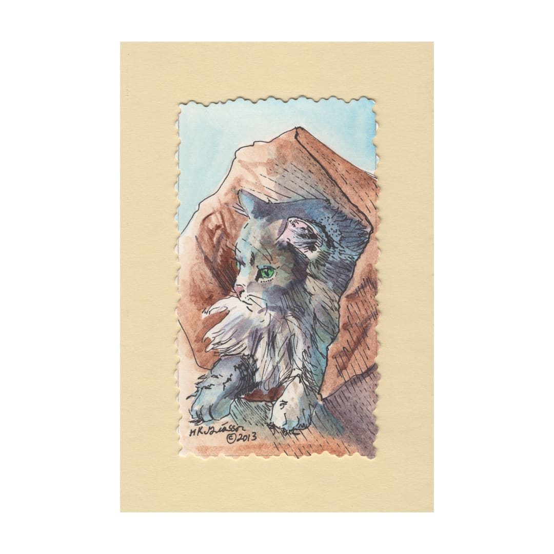 In The Bag Cat Painting by Helena Kuttner-Giasson  Image: In the Bag Cat Painting