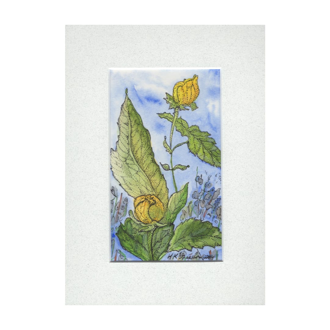 Golden Buds 2 Floral Watercolor Painting by Helena Kuttner-Giasson  Image: Golden Buds 2 Floral Watercolor Painting