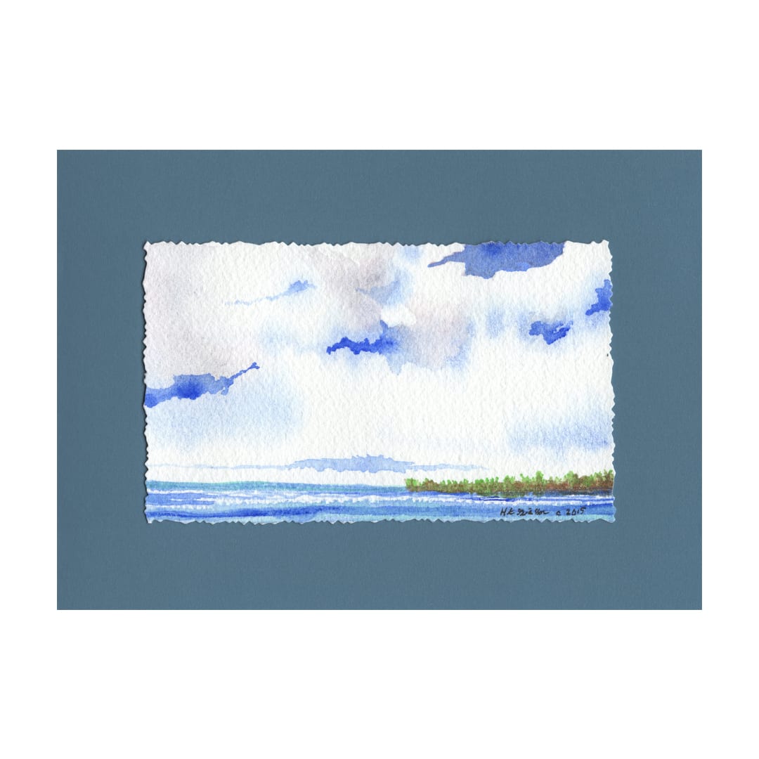 Houghton Lake Clouds Landscape Painting by Helena Kuttner-Giasson  Image: Houghton Lake Clouds Watercolor Landscape Painting