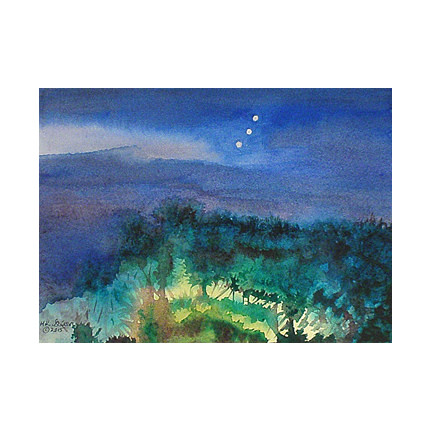 Midnight Glow Landscape Painting by Helena Kuttner-Giasson  Image: Midnight Glow Landscape Painting