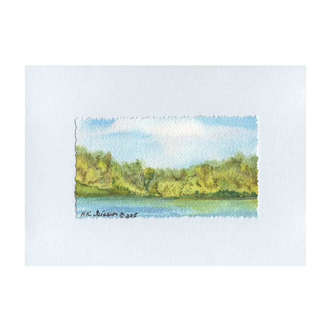 Huron River View 2 Landscape Painting by Helena Kuttner-Giasson  Image: Huron River View 2 Watercolor Landscape Painting