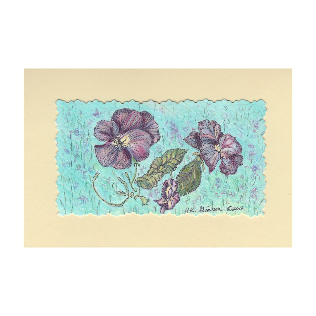 Violets In Spring Floral Drawing by Helena Kuttner-Giasson  Image: Violets In Spring Floral Drawing