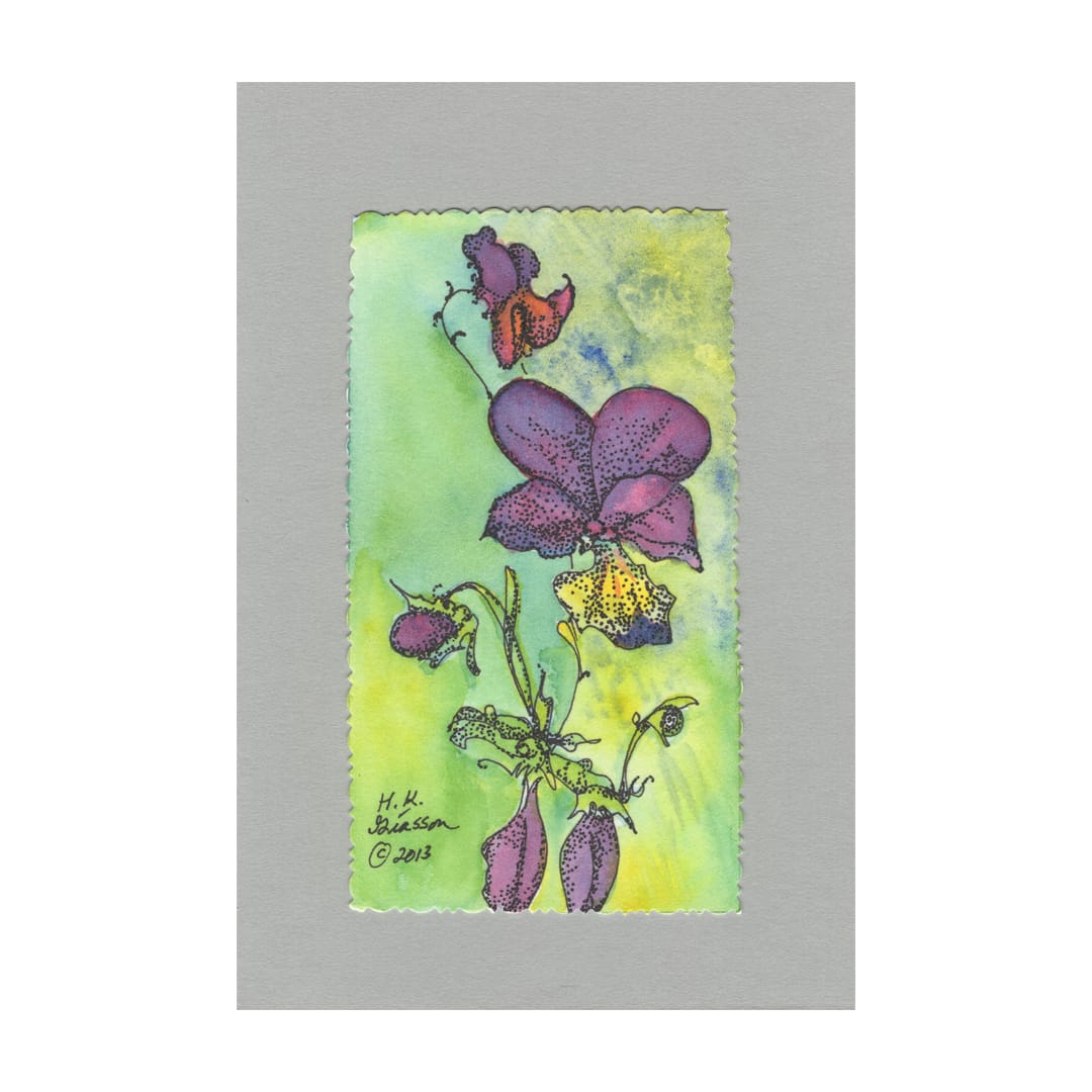 Wild Viola Chorus 10 Floral Painting by Helena Kuttner-Giasson  Image: Wild Viola Chorus 10 Floral Painting