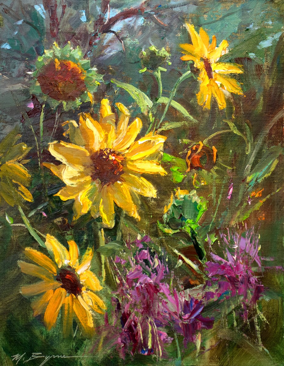 Sunflowers & Bee  Balm by MICHELE BYRNE 