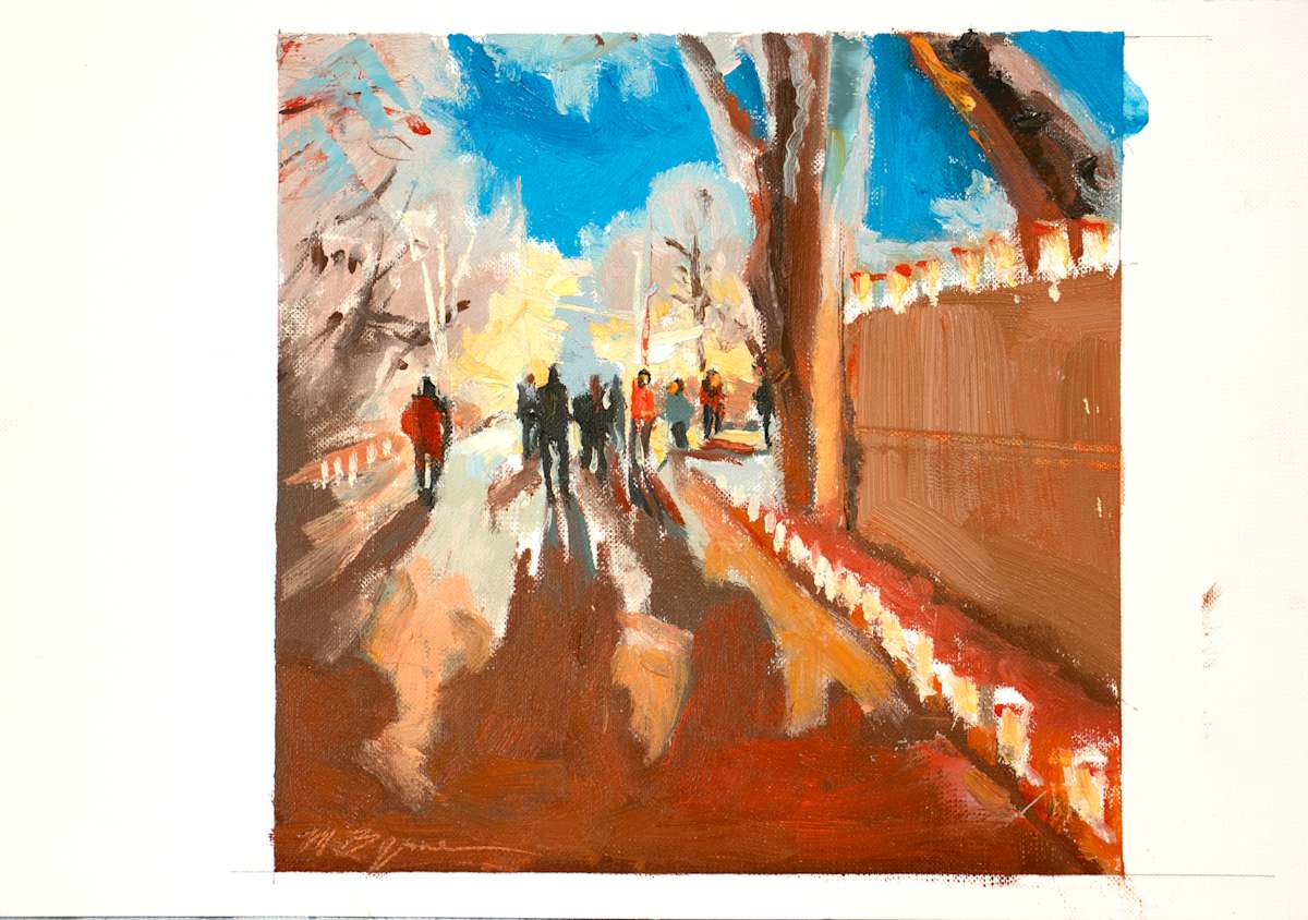 Farolito Walk - Study #2 by MICHELE BYRNE 