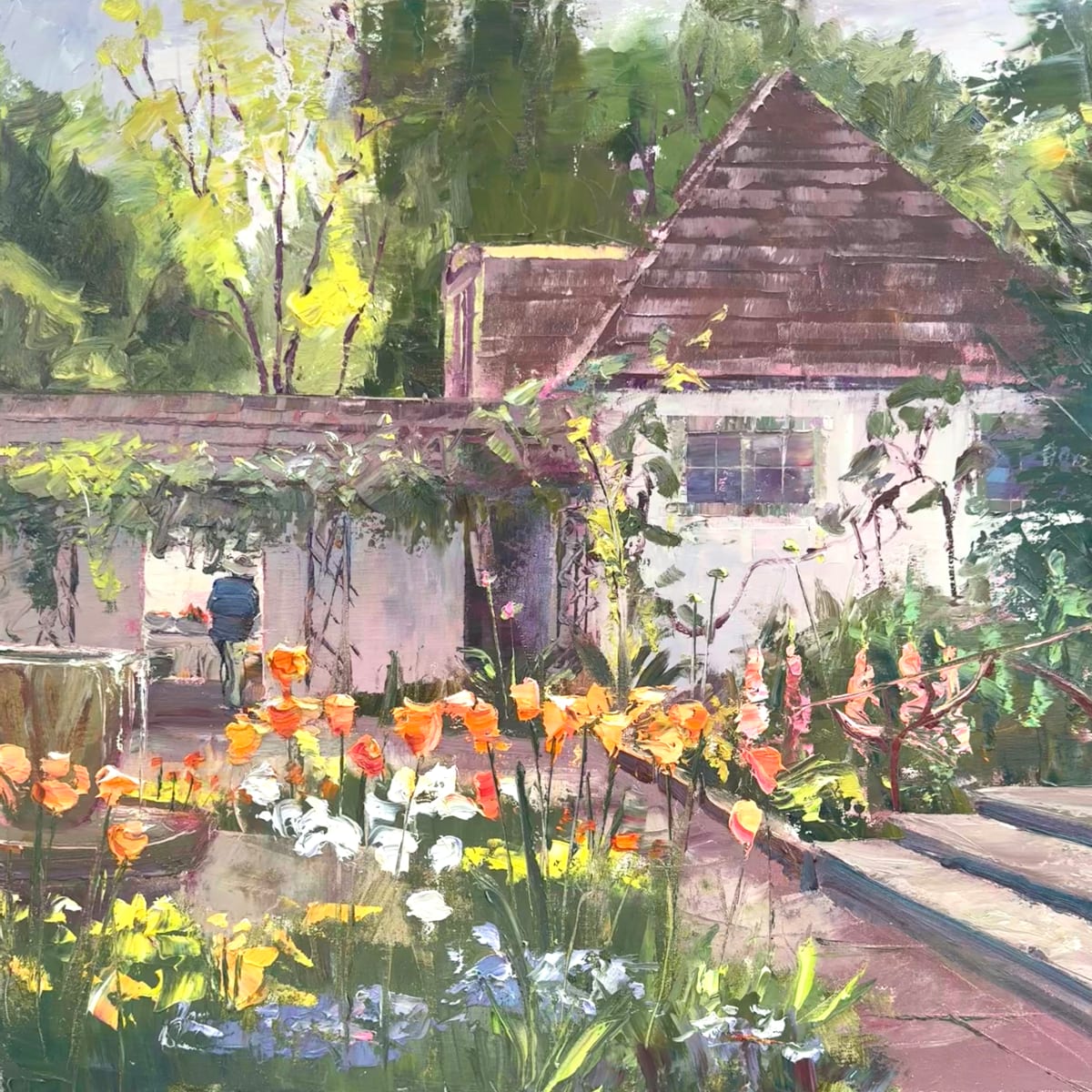 Tulips in Tea Cup Garden by MICHELE BYRNE 