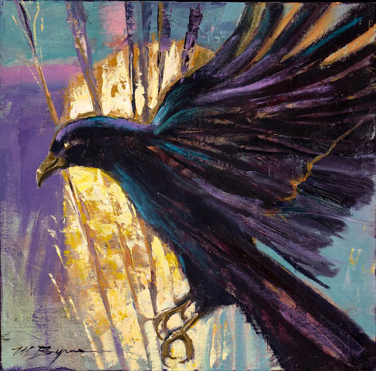 Crow Over Field by MICHELE BYRNE 