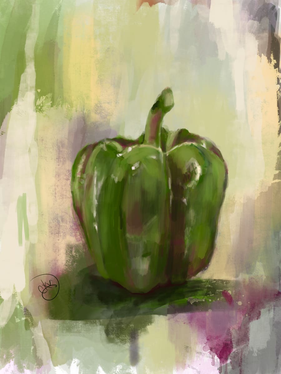 Green Pepper by Carolyn Wonders  Image: Green Pepper Close Up
