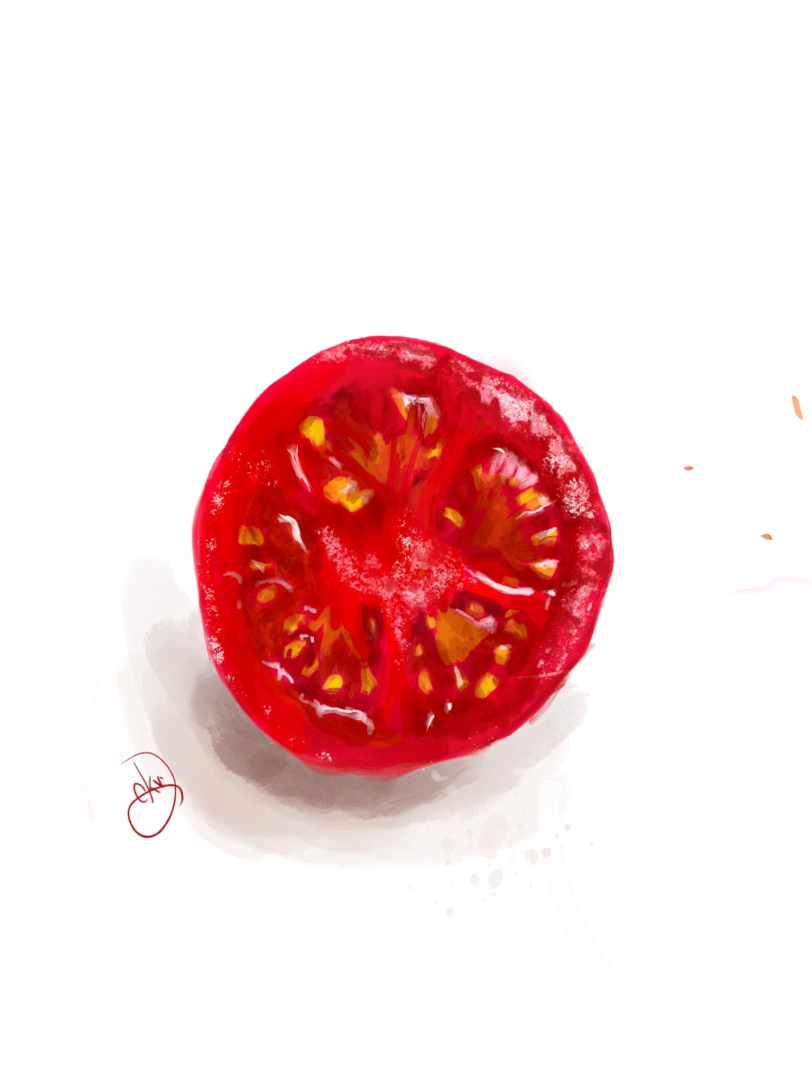 Summer Tomato by Carolyn Wonders  Image: Summer Tomato Close Up