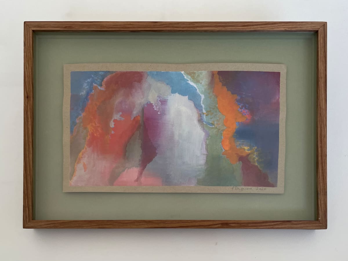 Cosmic Interference by Paula Dugmore  Image: Watercolor on kraft paper, floated behind glass with kiaat frame.