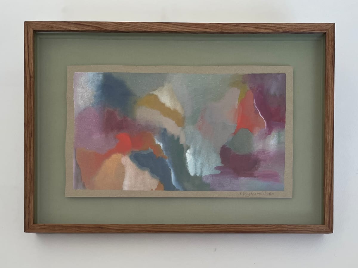 Oracular by Paula Dugmore  Image: Watercolor on kraft paper, floated behind glass with kiaat frame.