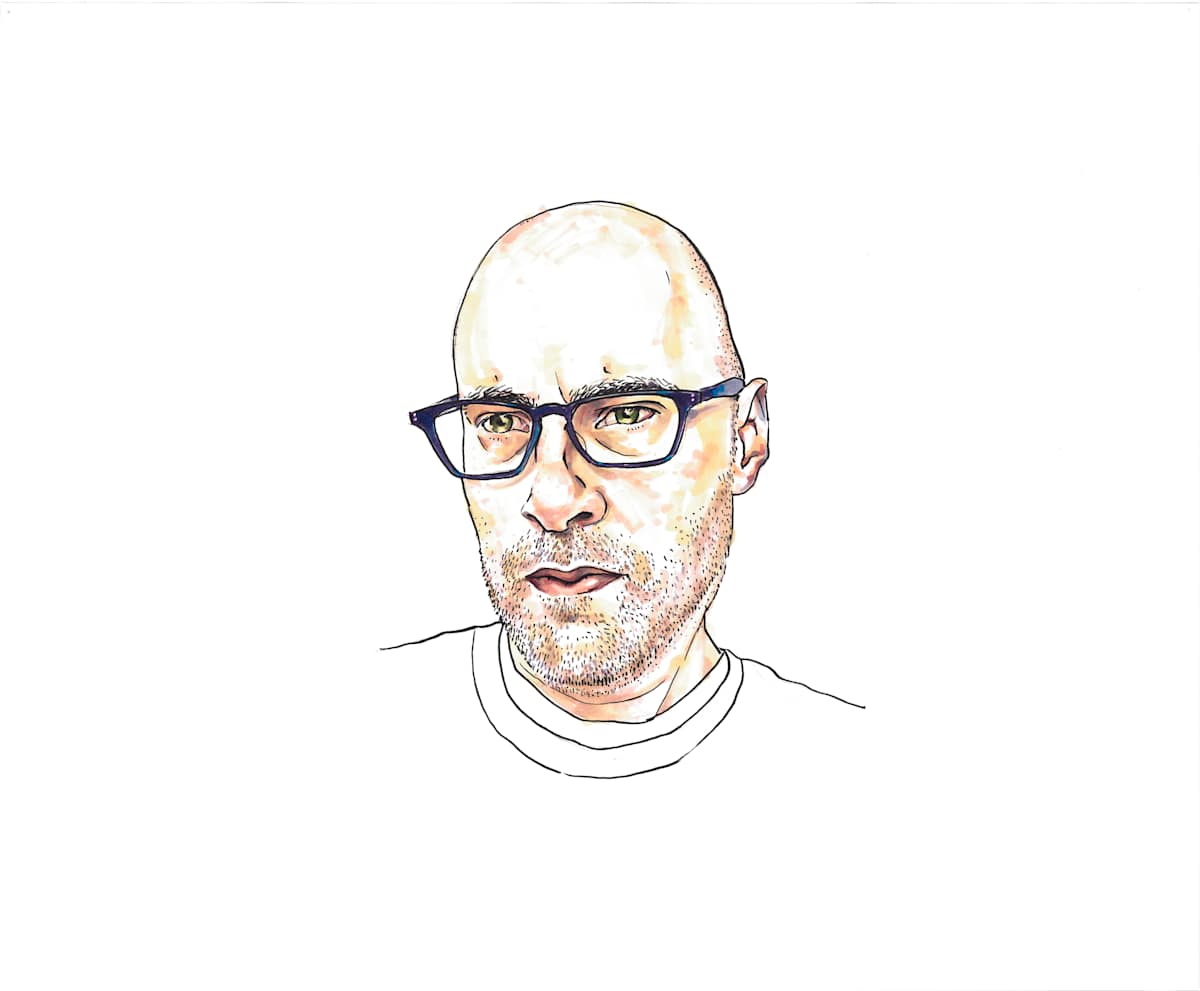 Self-portrait with light blue shirt by curtis bay 