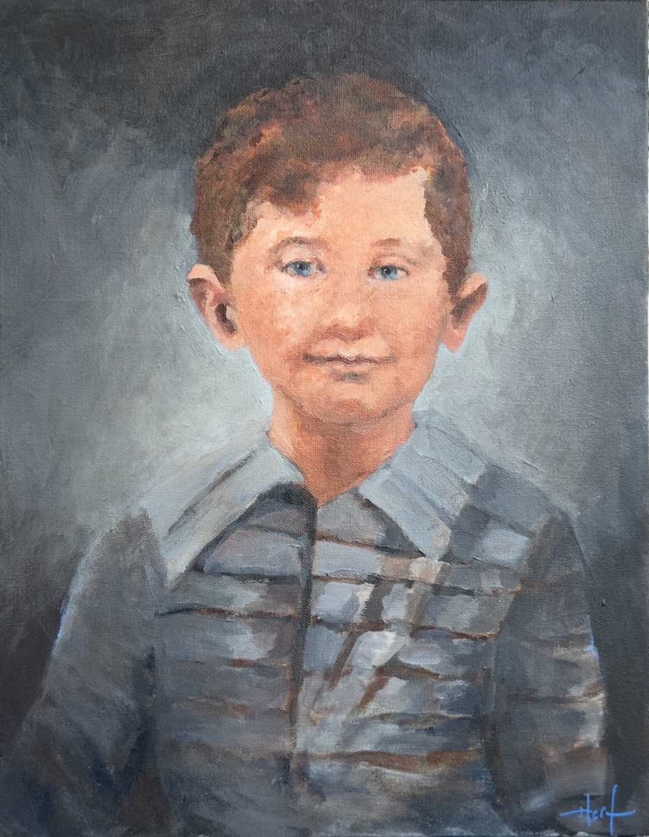 Ocean Eyes by Lorna Herf  Image: Portrait of a young boy with red hair and blue eyes.