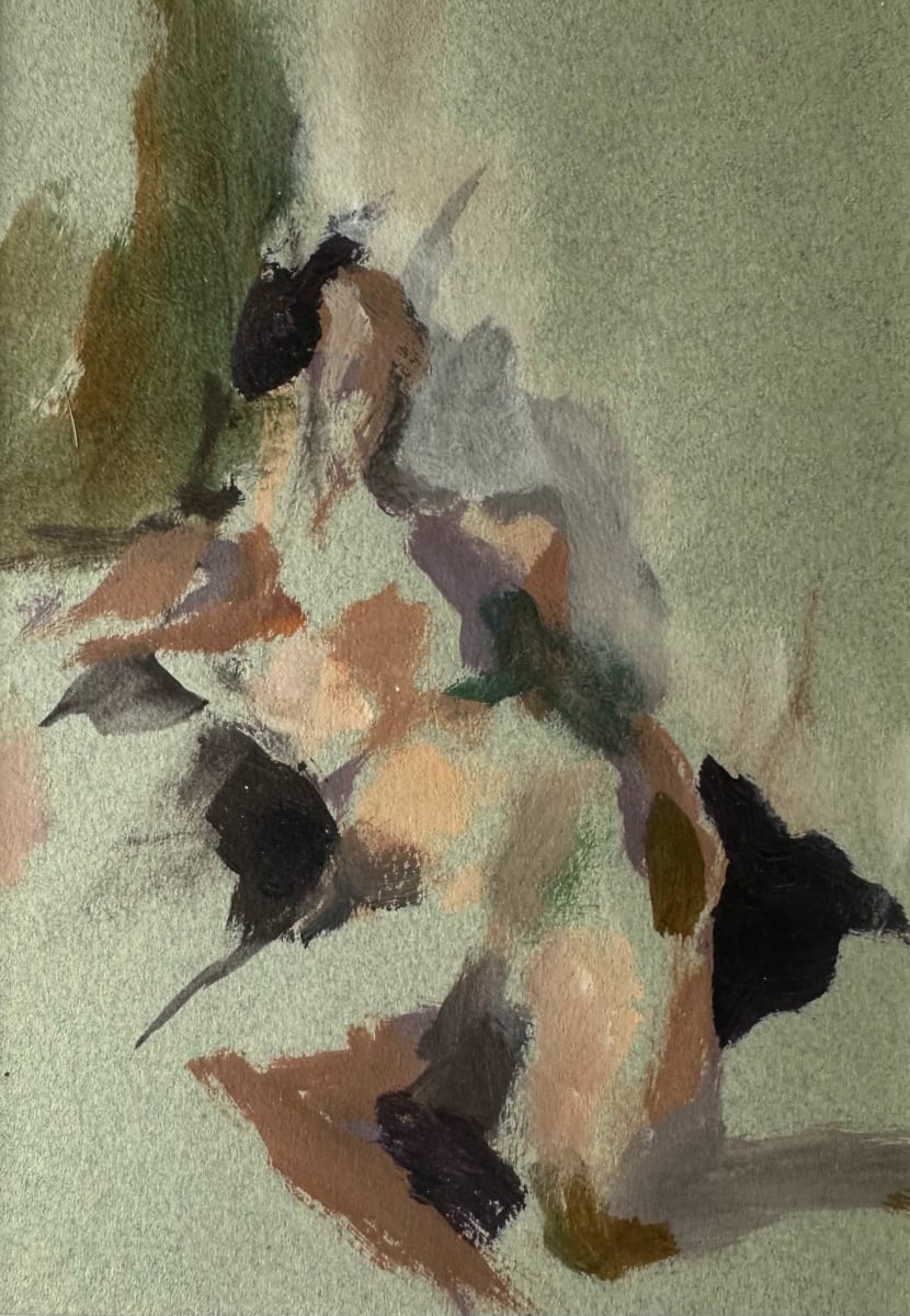 Reclining Nude by Lorna Herf  Image: Open brushwork and soothing colors loosely define a relaxing figure