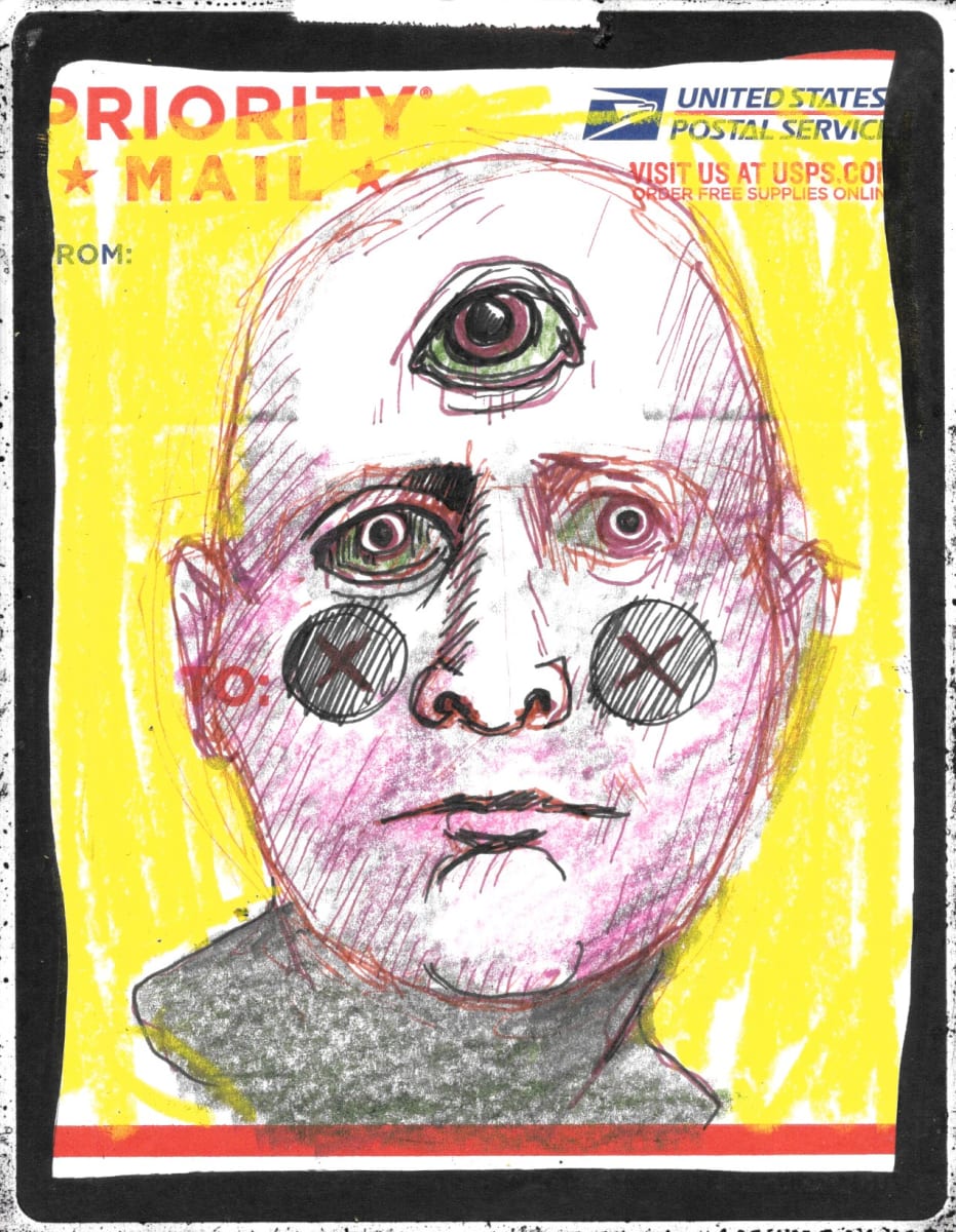 USPS 228 - Man with Third Eye on Yellow Background by Brian Huntress 