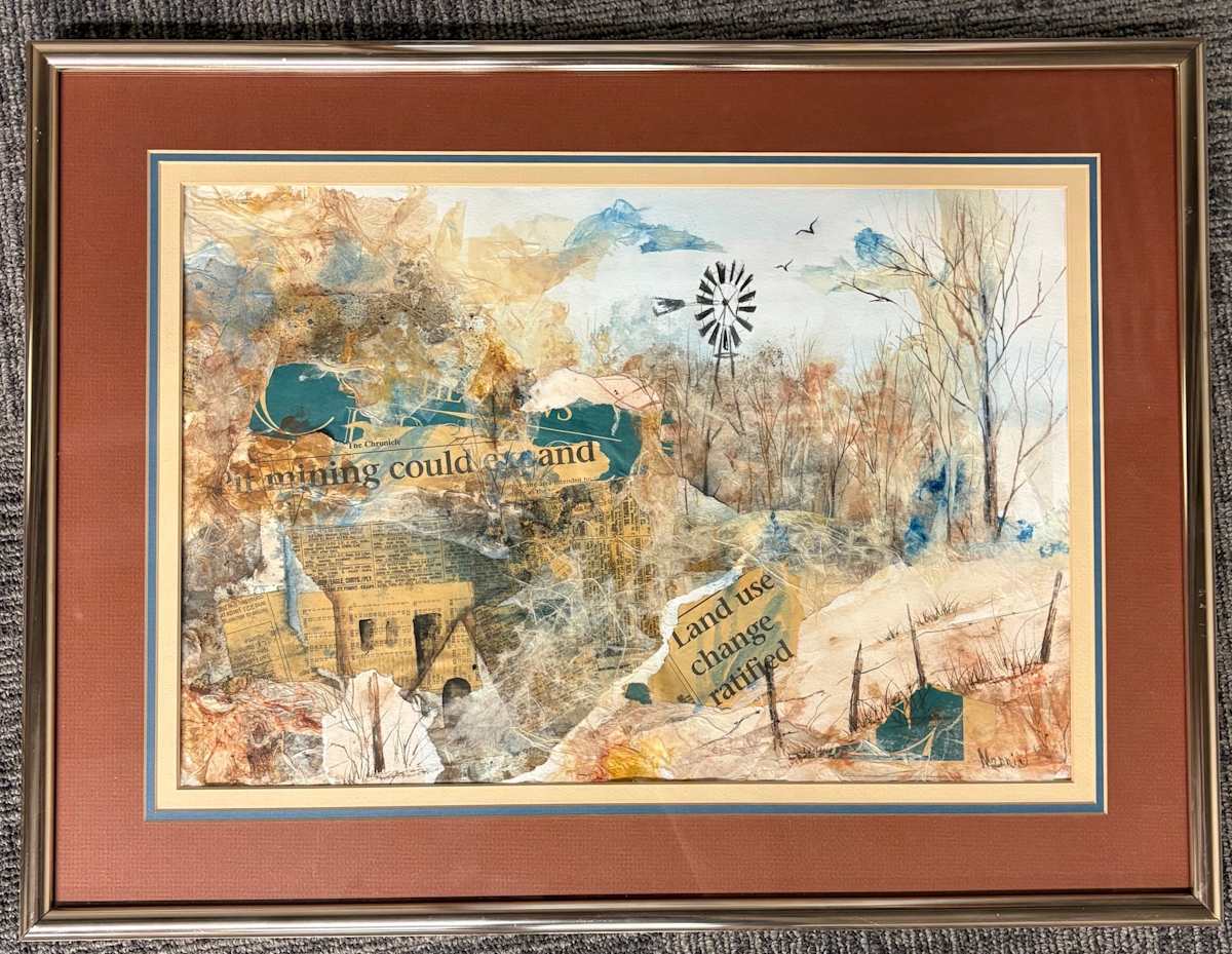 Outdoor scene with newspaper by Merrie Wicks 