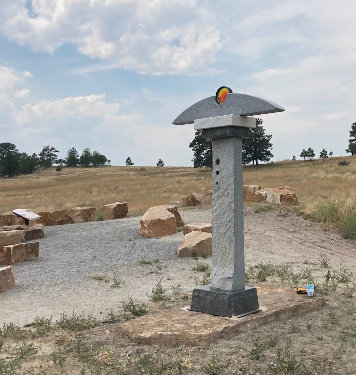 Amber Eye (Permanent Public Art) by Glenn Zweygardt  Image: Amber Eye installed at Harvie Open Space