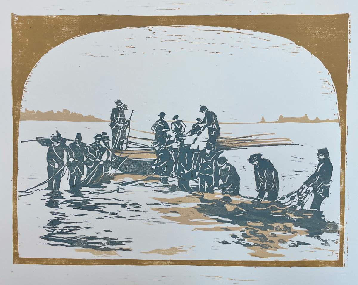 Fishing on the Delaware, 1905 (blue) #2 by Michelle Farro, Image 2.