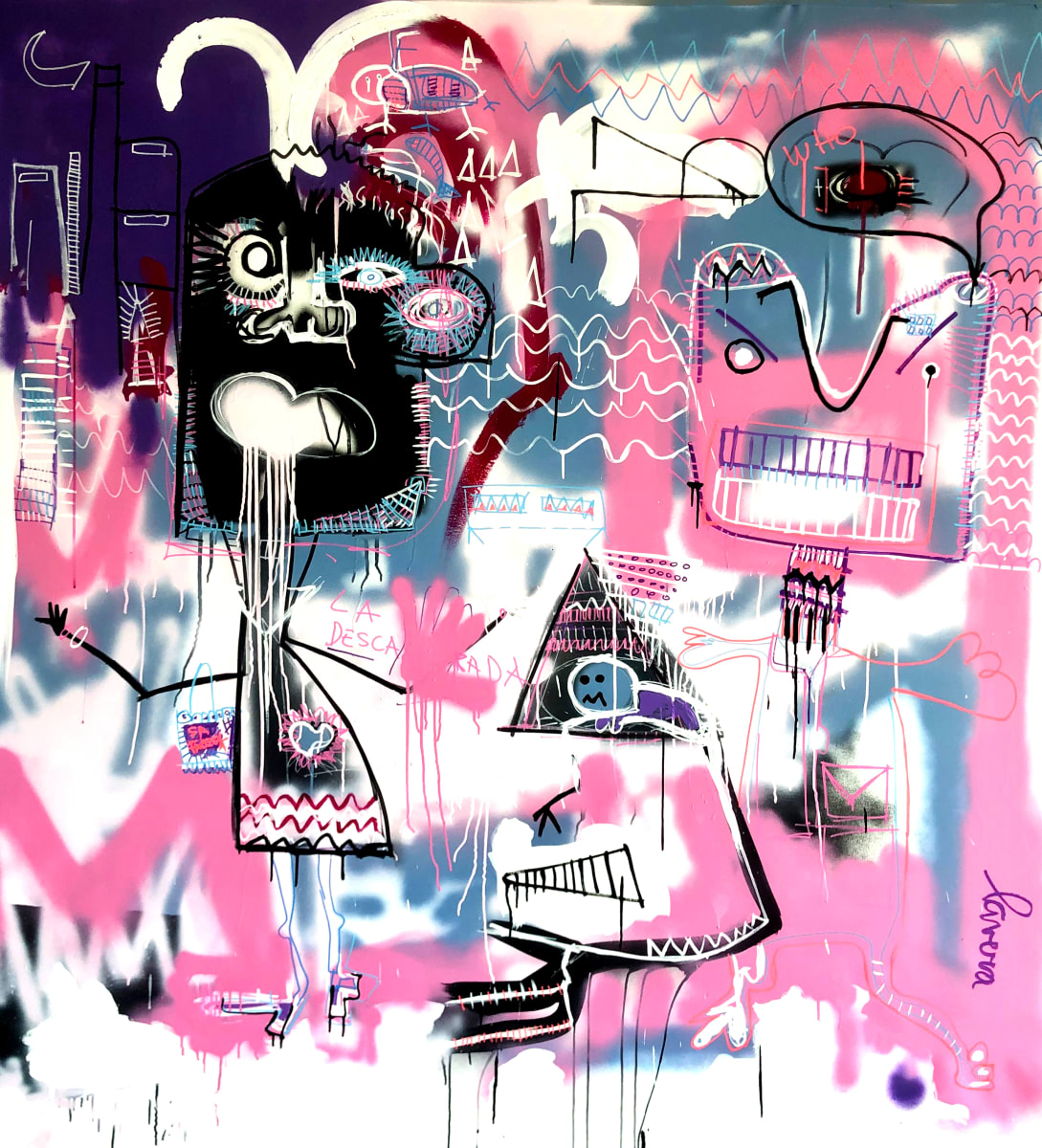 La Descarada by Fernanda Lavera  Image: This painting is made using acrylic, markers, crayons and aerosols. Painted on canvas.