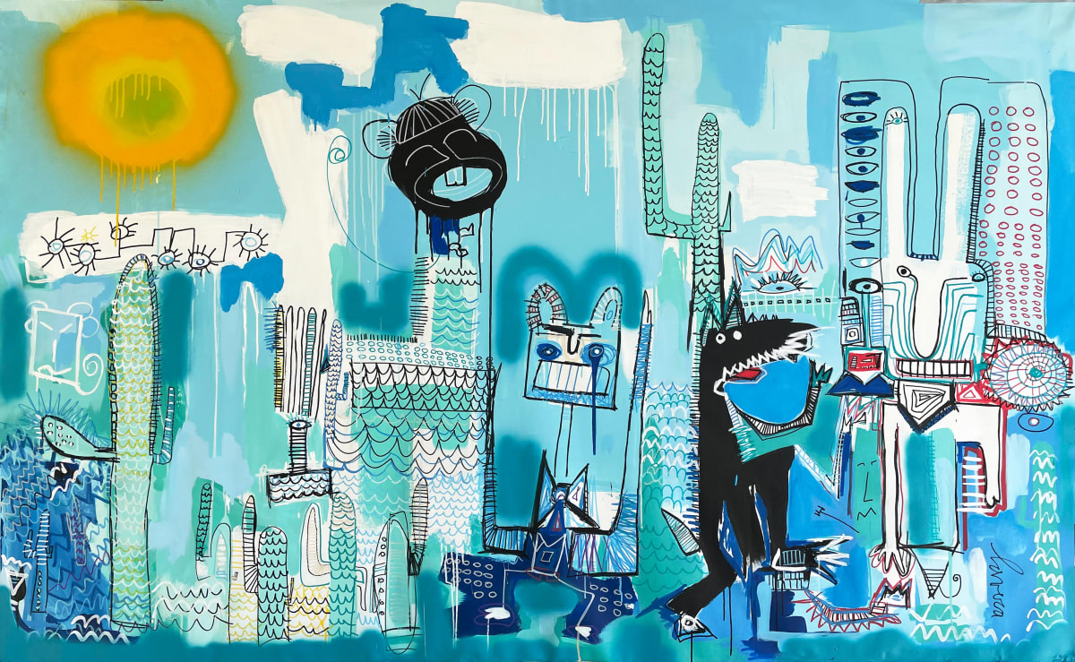 Monkey Mind I by Fernanda Lavera  Image: This painting is made using aerosols, markers and acrylics. Painted on canvas.