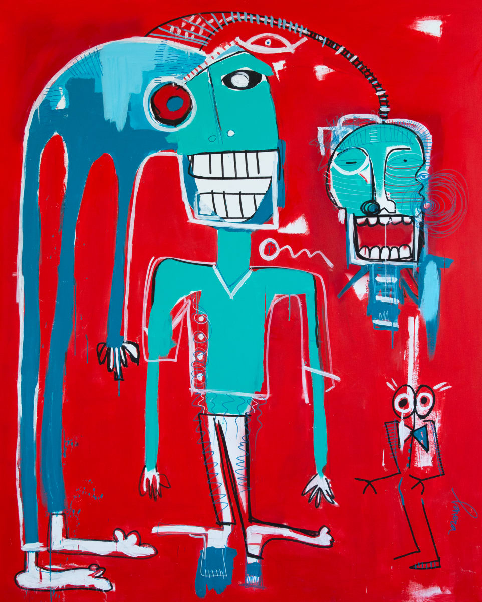 Cabezas VIII by Fernanda Lavera  Image: This painting is made using acrylic, aerosols, oils and markers. Painted on canvas.