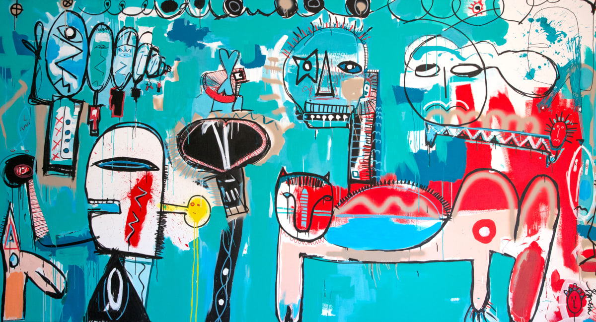 Juego Solitario III by Fernanda Lavera  Image: This painting is made using acrylic, aerosols and markers. Painted on canvas.