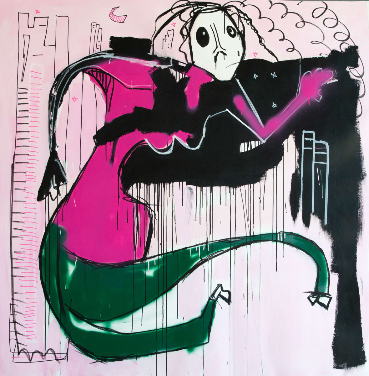 Black Night by Fernanda Lavera  Image: This painting is made using acrylic, aerosols and markers. Painted on canvas.