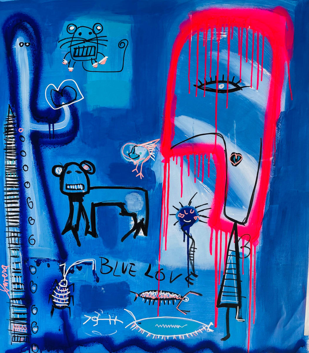 La Señora by Fernanda Lavera  Image: This paintings are made using oil paint mixed with linen acrylic, aerosols and markers. Painted on canvas.
