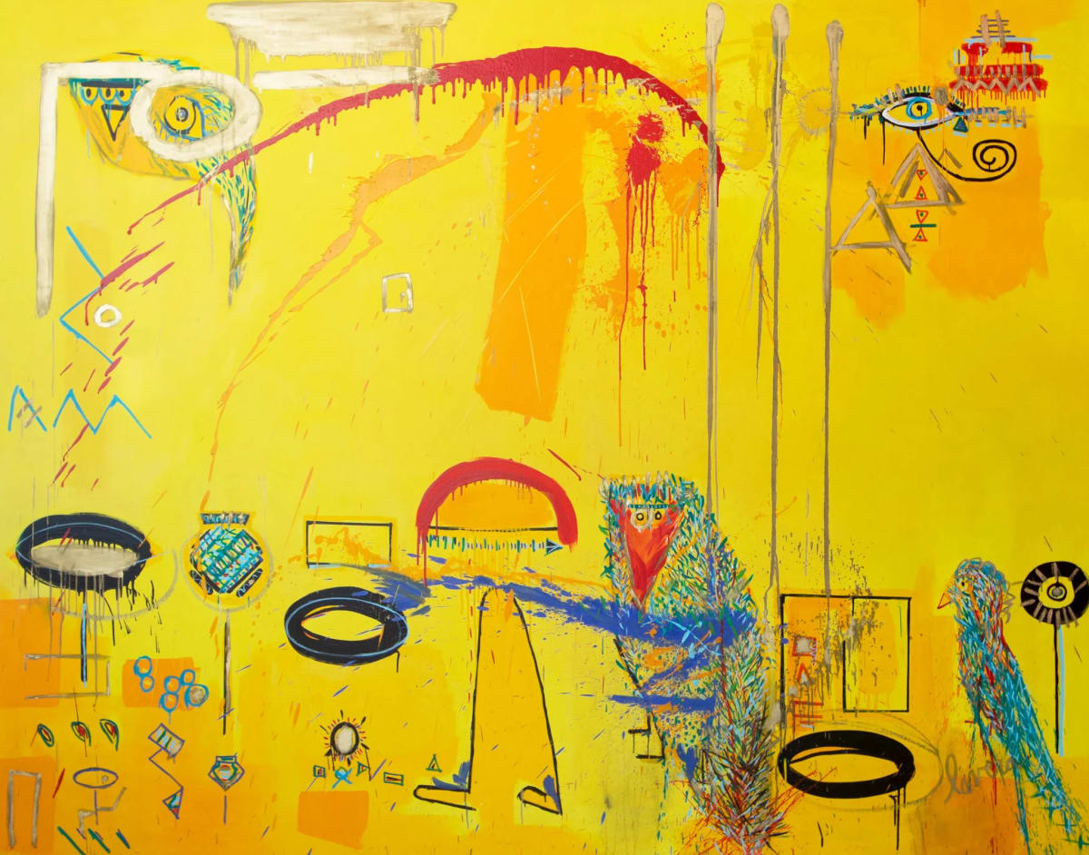 Salida del Sol by Fernanda Lavera  Image: This painting is made using oil , acrylics, and gold pigments.